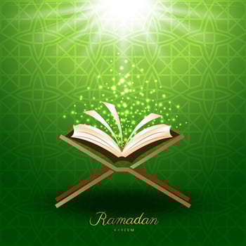 Muslim Quran with magic light for ramadan of Islam vector