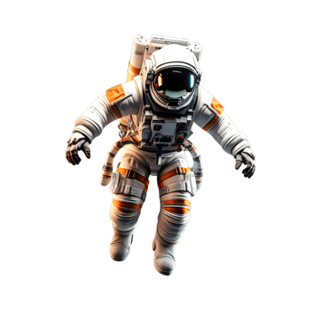 astronaut space suit flying outer space isolated on white or transparent background png