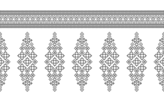 Traditional ethnic motifs ikat geometric fabric pattern cross stitch.Ikat embroidery Ethnic coloring paint pixel white background. Abstract,illustration. Texture,decoration,wallpaper. vector