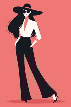 Beautiful fashion woman posing. Hand styled fashion model, in hat with sunglasses. Fashion girl in white dress. Stylish businesswoman. vector