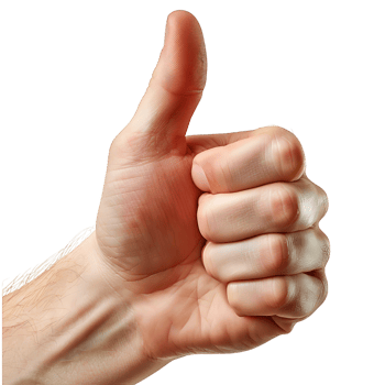 Hand thumbs up on isolated transparent background png