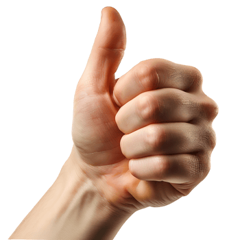 Hand thumbs up on isolated transparent background png