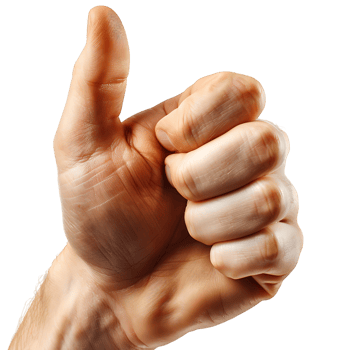 Hand thumbs up on isolated transparent background png