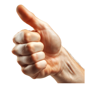 Hand thumbs up on isolated transparent background png