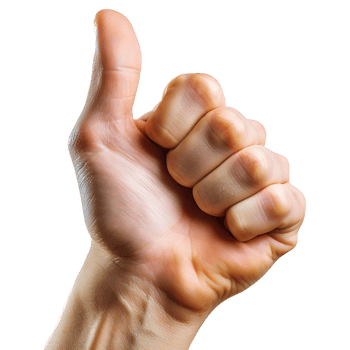Hand thumbs up on isolated transparent background png