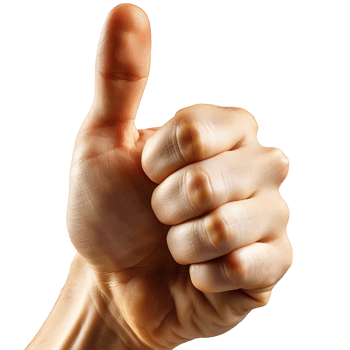 Hand thumbs up on isolated transparent background png