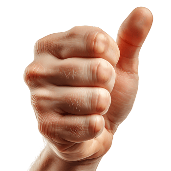 Hand thumbs up on isolated transparent background png