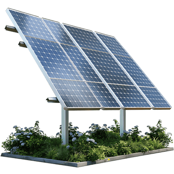 Solar panel on a pole on isolated transparent background png