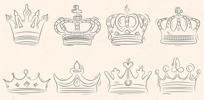 Crown Sketch. Simple crown symbols, hand drawn. Isolated icons illustration set. vector