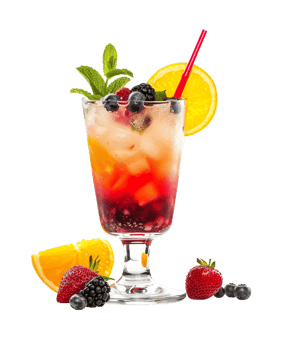 colorful refreshing cold summer cocktail with ice and citrus fruit transparent background isolated graphic resource png