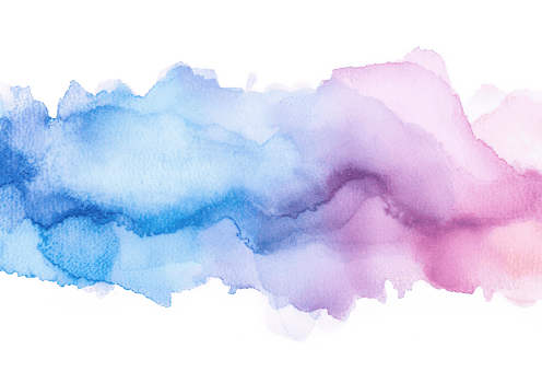 Abstract blue pink watercolor paint brush stroke flow texture transparent background isolated graphic resource. Vibrant mixed navy, purple and rosy color art shape png