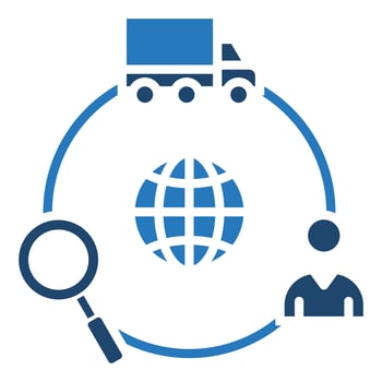 Global Supply Chain Management icon line illustration vector