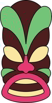 Illustration of Ethnic Tiki Mask. Hawaiian Totem Culture in Cartoon Design vector