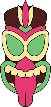Illustration of Ethnic Tiki Mask. Hawaiian Totem Culture in Cartoon Design vector