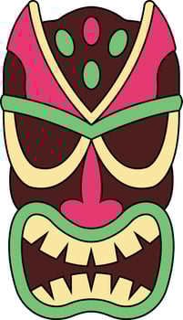Illustration of Ethnic Tiki Mask. Hawaiian Totem Culture in Cartoon Design vector