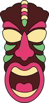 Illustration of Ethnic Tiki Mask. Hawaiian Totem Culture in Cartoon Design vector