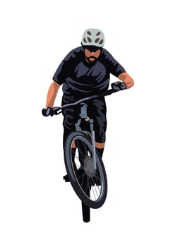 A man riding bicycle sport athlete isolated on white background for background design. vector