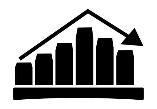 an arrow going up and down on a graph bar Free black color png