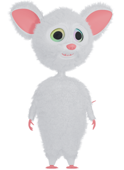 3D personage rat fluffy happy white png