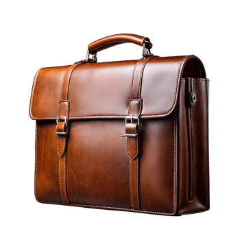 Classic Brown Leather Briefcase With Transparent Background png