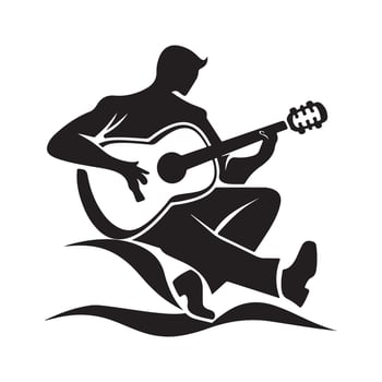 Playing Guitar Silhouette Design On A White Background vector