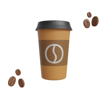 Coffee cup icon with beans and coffee beans png