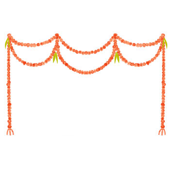 Traditional Indian floral garland hanging from a rope png