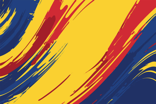 Abstract Art in Romania Flag Colors Red, Yellow, Blue Brush Strokes vector