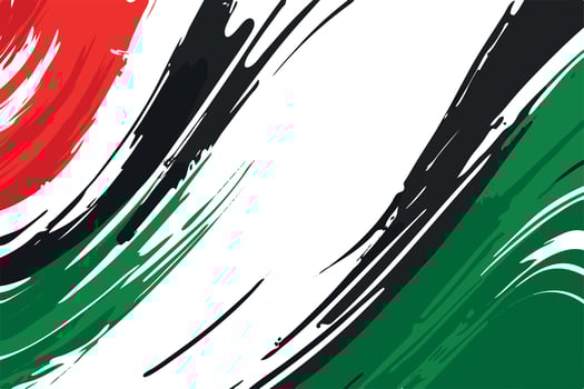 Abstract Art in United Arab Emirates Flag Colors Red, Green, White, Black Brush Strokes, Pan-Arab colors vector