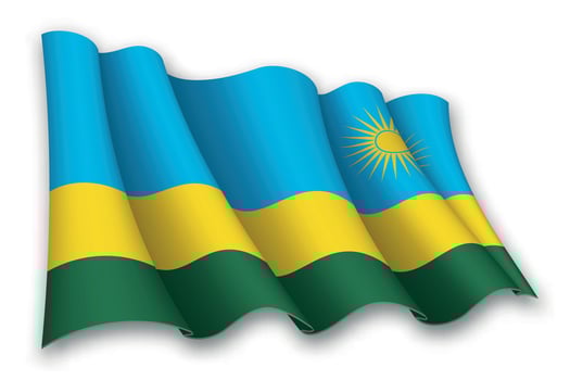 Realistic waving flag of Rwanda vector