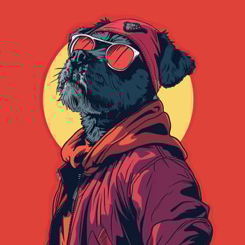 Funky Fido Minimalist Hip Hop Character vector