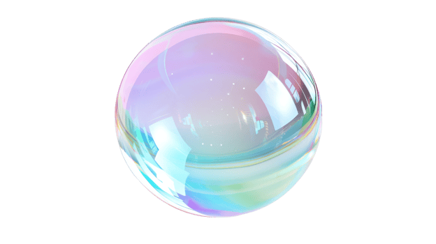 Isolated 3D Crystal Glass Bubble on Transparent Background, Format png