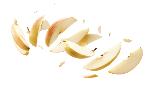 Flying Apple Slices on Transparent Background, Format png