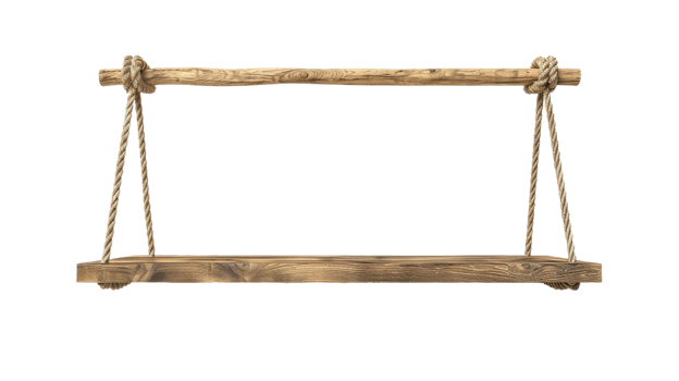 Hanging Rope Shelf on Transparent Background, Format png
