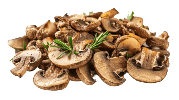 Roasted Sliced Mushroom on Transparent Background, Format png