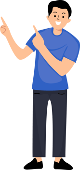 portrait man smiling standing with both fore fingers shows blank space for promotion png
