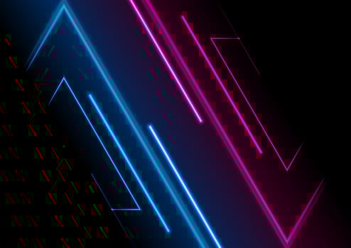 Blue purple glowing neon lines abstract tech background vector