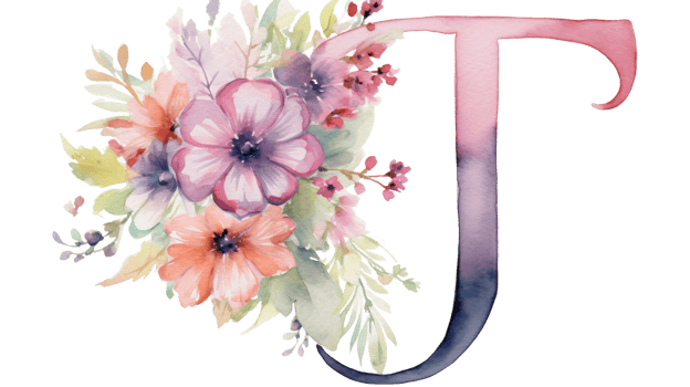 Watercolor Letter J Sticker on isolated Transparent background. Format png