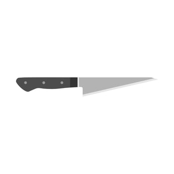 garasuki japanese kitchen knife flat design illustration isolated on white background. A traditional Japanese kitchen knife with a steel blade and wooden handle. vector