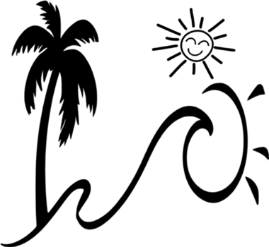 Palm Trees and Beach clipart. AI-Generated. png