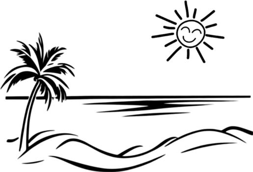 Palm Trees and Beach clipart. AI-Generated. png