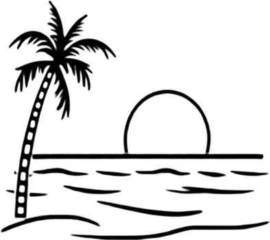 Palm Trees and Beach clipart. AI-Generated. png