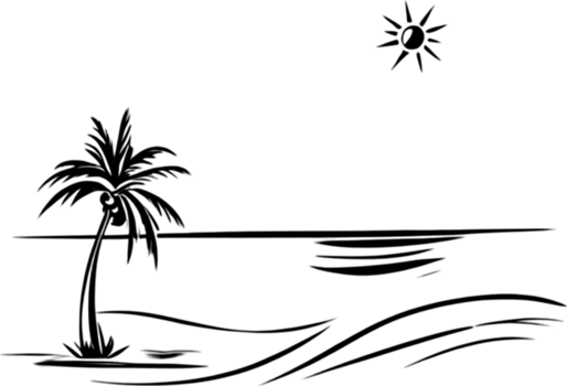 Palm Trees and Beach clipart. AI-Generated. png