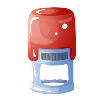 Colorful container with stamp for office png
