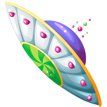 Futuristic flying saucer in open universe png