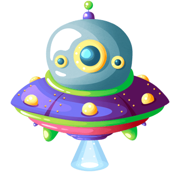 Bright flying saucer in open space png