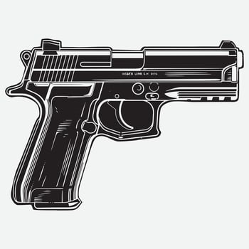 A black and white design of the Heckler and Koch USP pistol vector