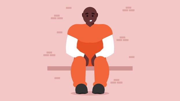 Criminal inmate locked in a jail illustration vector