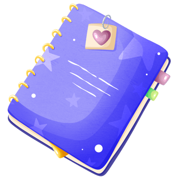 Colorful notebook with bookmark and sticker png