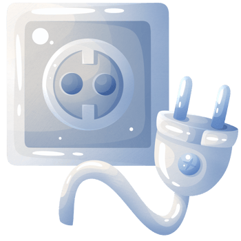 Electrical socket and wire. Item for repair. Materials for construction work. png